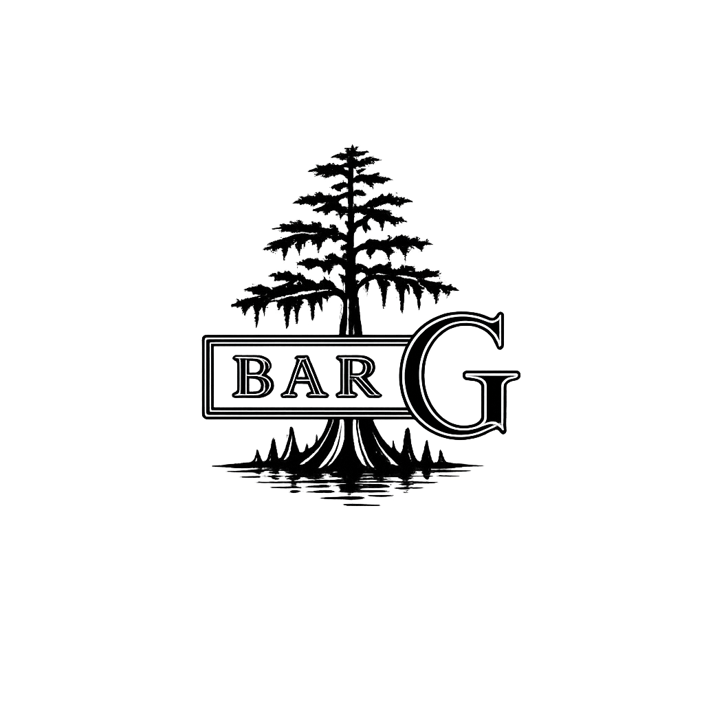 Bar G logo with cypress trees